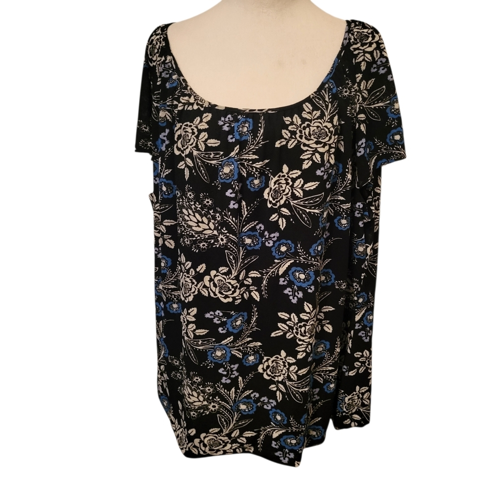 Jones New York Plus Floral Blouse Blue sz 3X